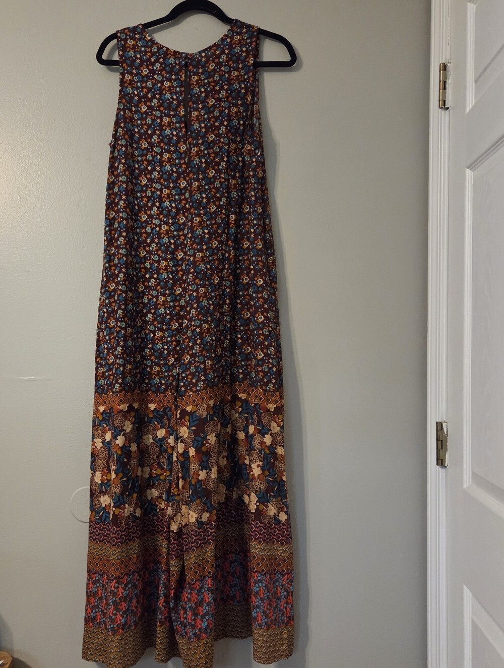 Natural Life Women's Let's Just Go Wide Leg Jumpsuit Sz XS Boho Maroon Floral - Picture 5 of 8